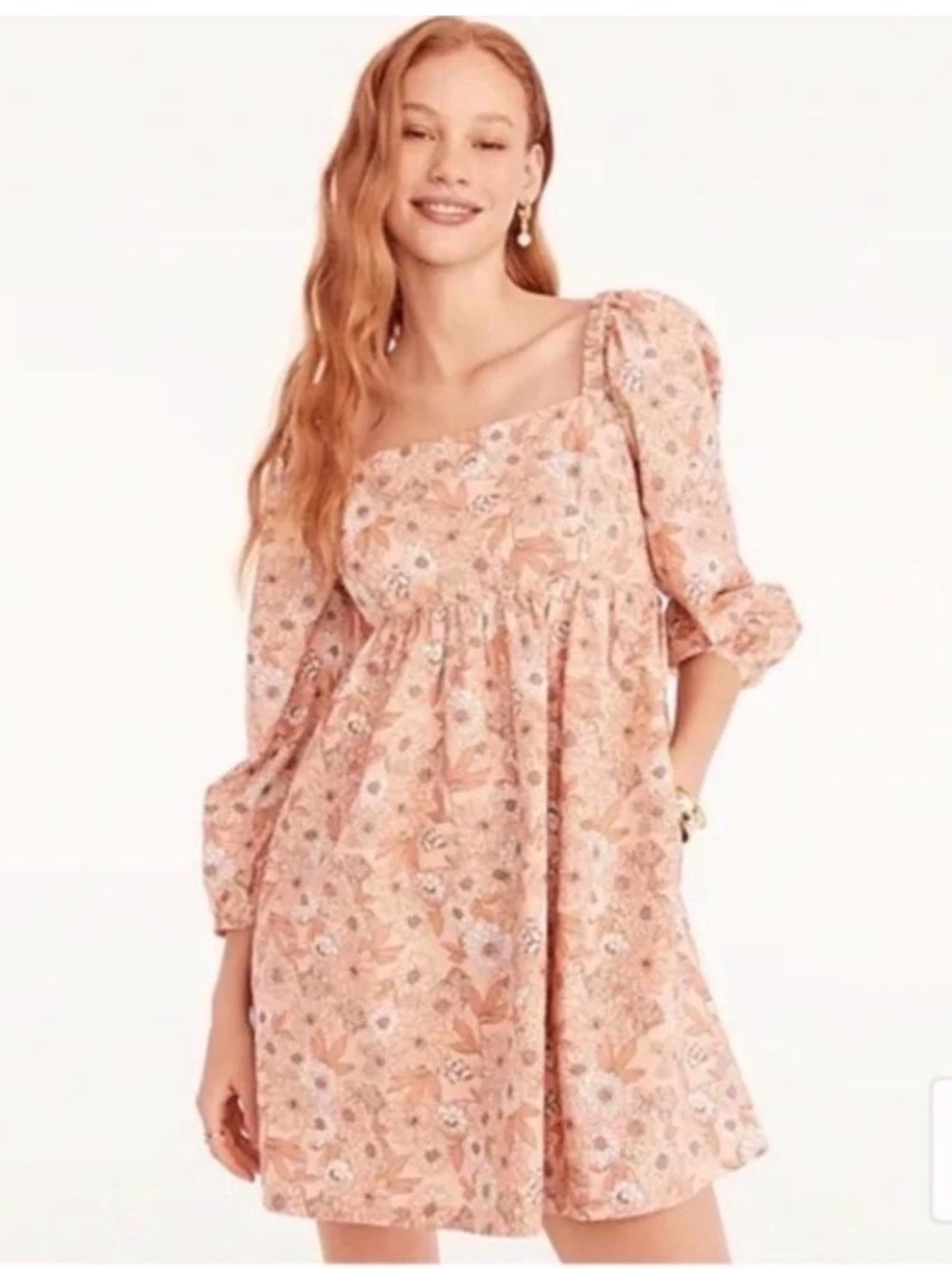 J. Crew Squareneck Cotton Poplin Dress, Zinnia Floral, Size S